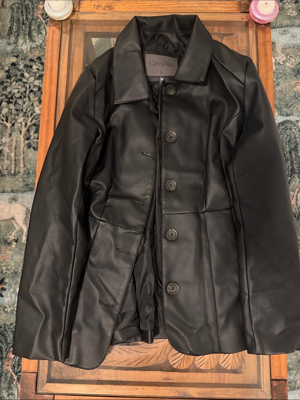 Cavalini Black Faux Leather Button-Up Jacket